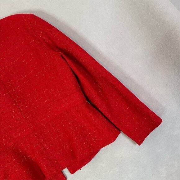 Vintage Adrianna Papell Blazer Jacket Women's Size 14 Red Beaded Holiday Mature - Picture 10 of 14